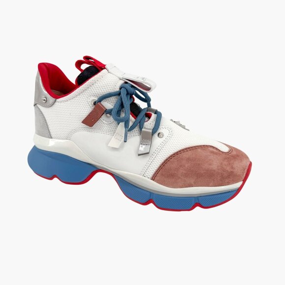 Christian Louboutin Red Runner Sneakers Multi Suede Mesh Size 40 US 10 Women - Picture 12 of 14